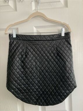 L'ATISTE High Waisted Quilted Pleather Black Mini Skirt